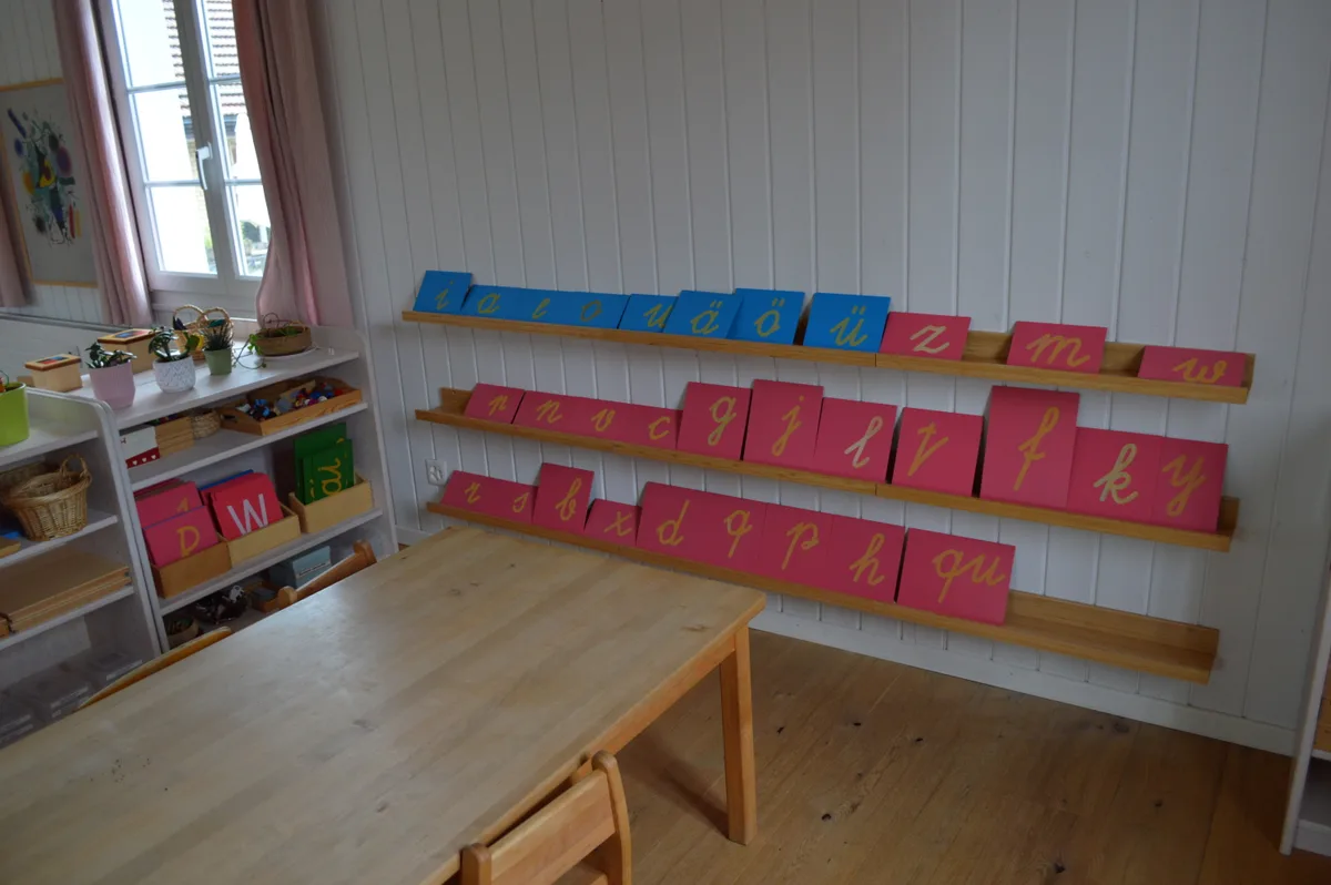 Tafeln mit Buchstaben.